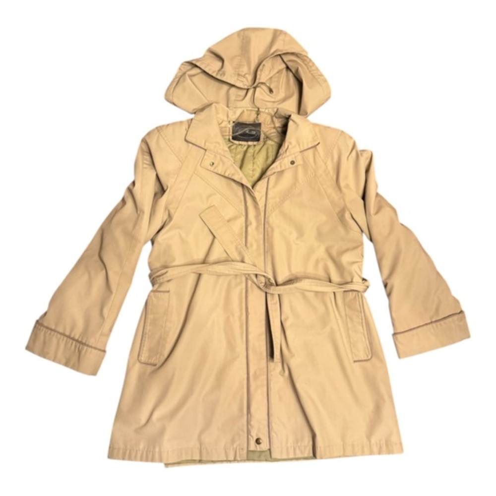 Vintage Miss Freddi Women’s Utility Jacket Tan Purple Piping Size 14